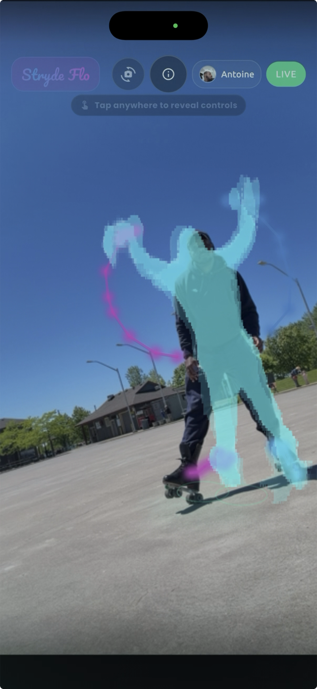 Stryde Flo reference shadow comparison during a session review.